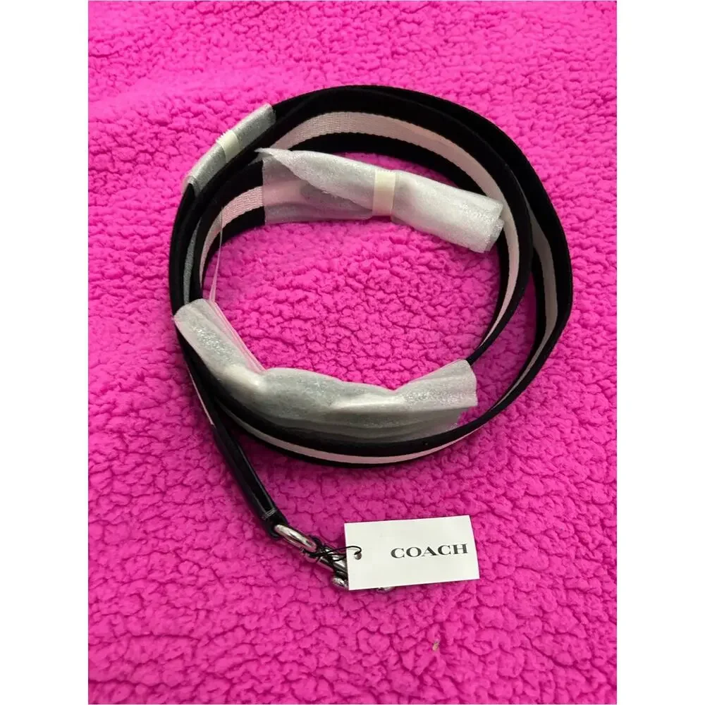 NWT COACH brand webbing strap adjustable replacement crossbody black stripe